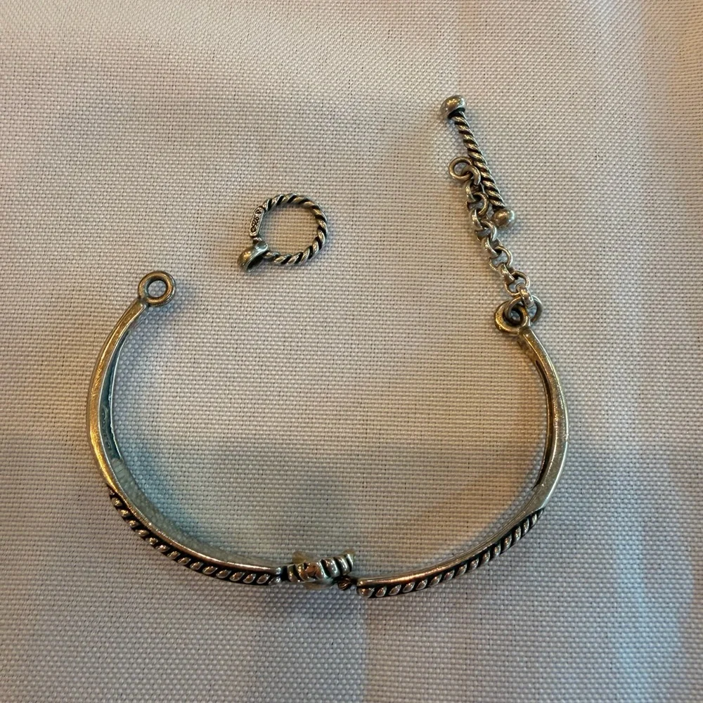 Vintage Southwestern Sterling Chip Inlay Small Navajo Style Toggle Bracelet